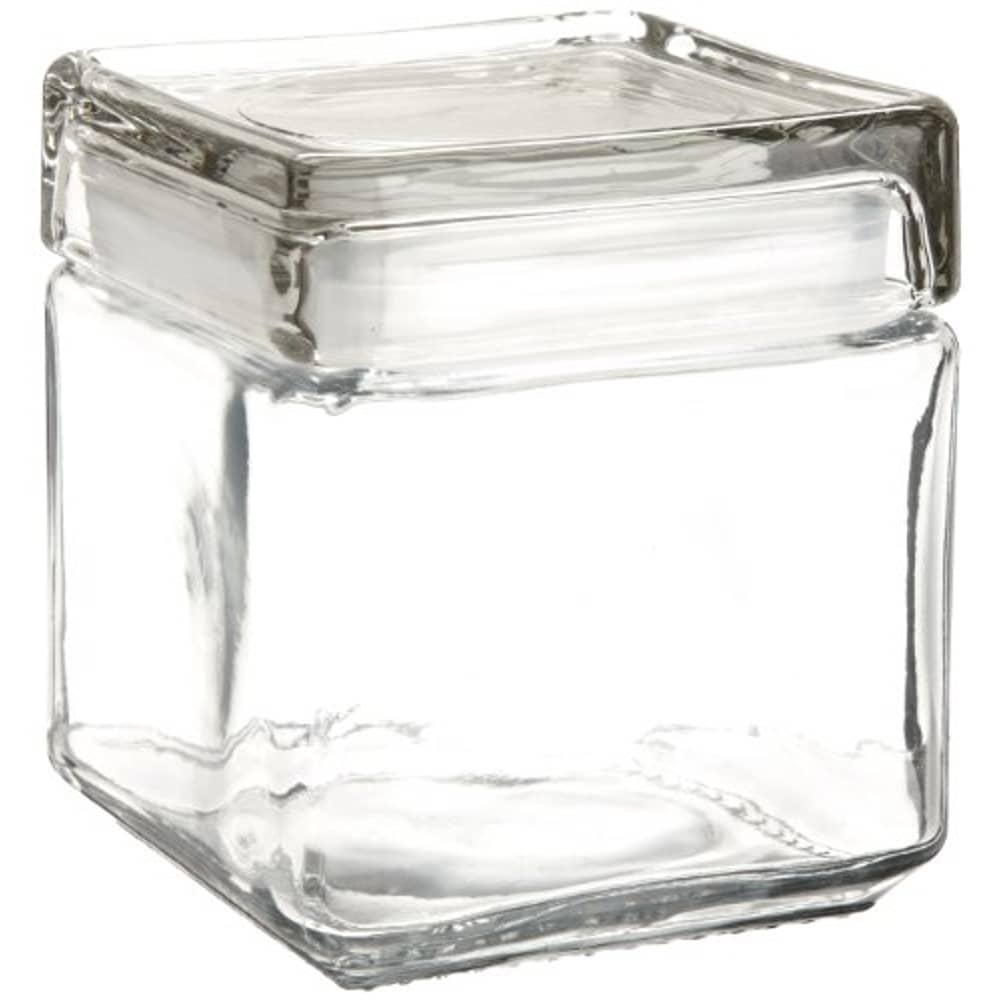 Anchor Hocking 85587R 1 Quart Stackable Square Clear Glass Storage Jar