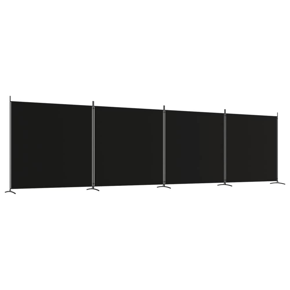vidaXL 4-Panel Room Divider Black 698x180 cm Fabric vidaXL 4-Panel Room Divider Black 698x180 cm Fabric