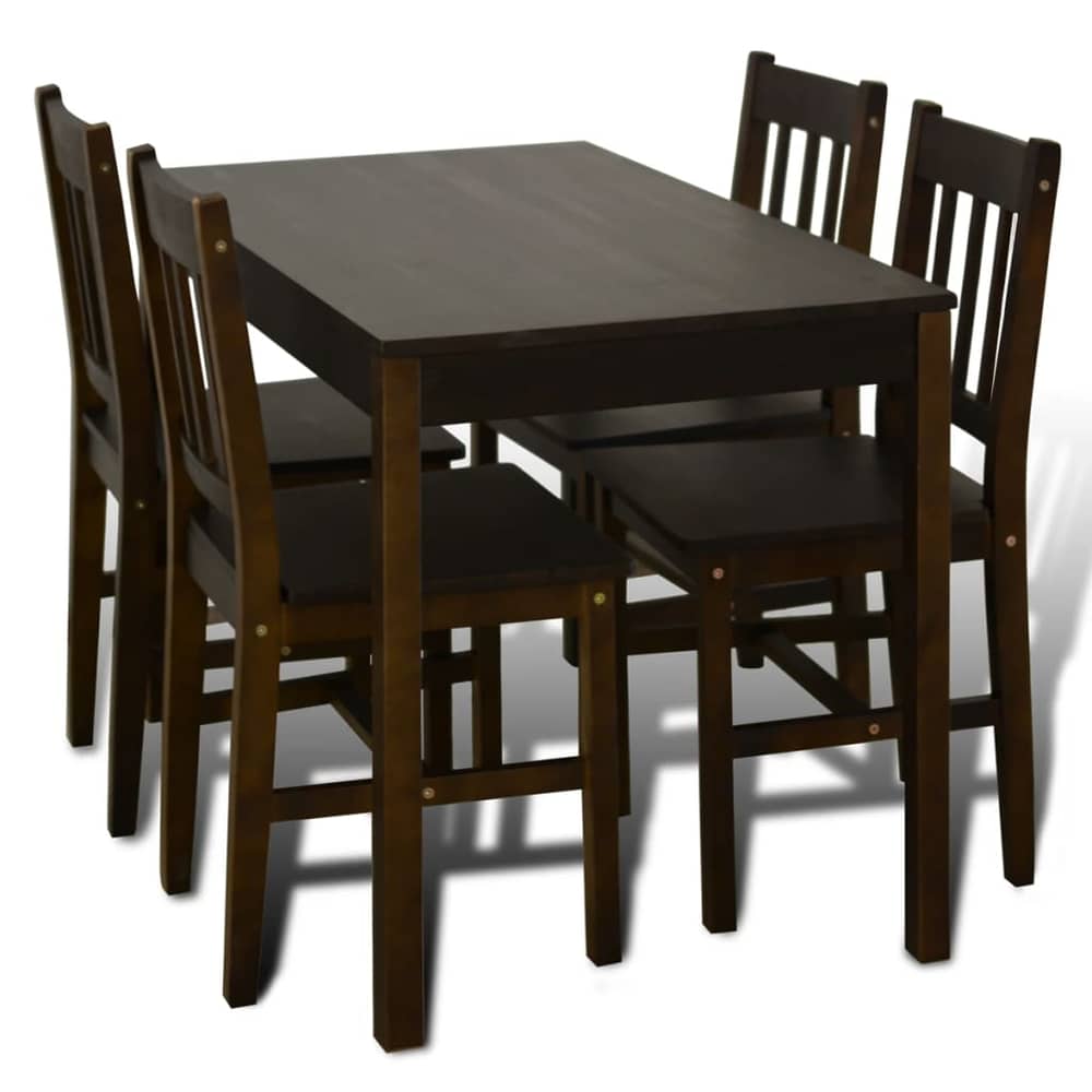 vidaXL Dining Set 5 Pieces Pine Wood Brown vidaXL Dining Set 5 Pieces Pine Wood Brown