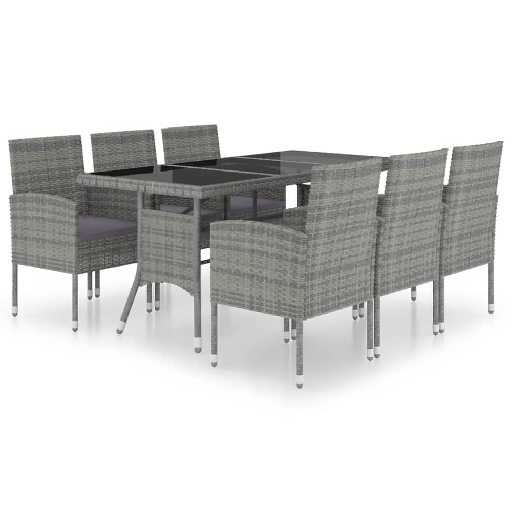 vidaXL 7 Piece Garden Dining Set Poly Rattan Anthracite & Grey vidaXL 7 Piece Garden Dining Set Poly Rattan Anthracite & Grey