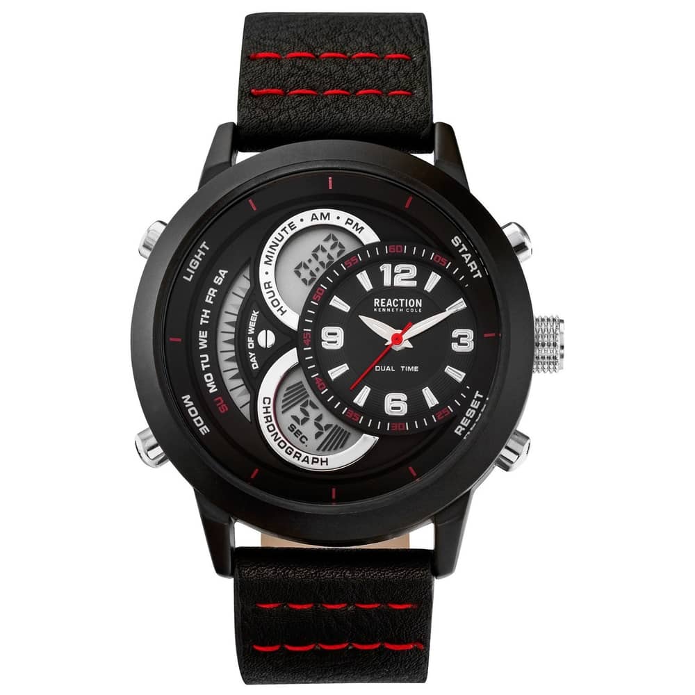 Kenneth Cole Reaction Black Leather Watch men