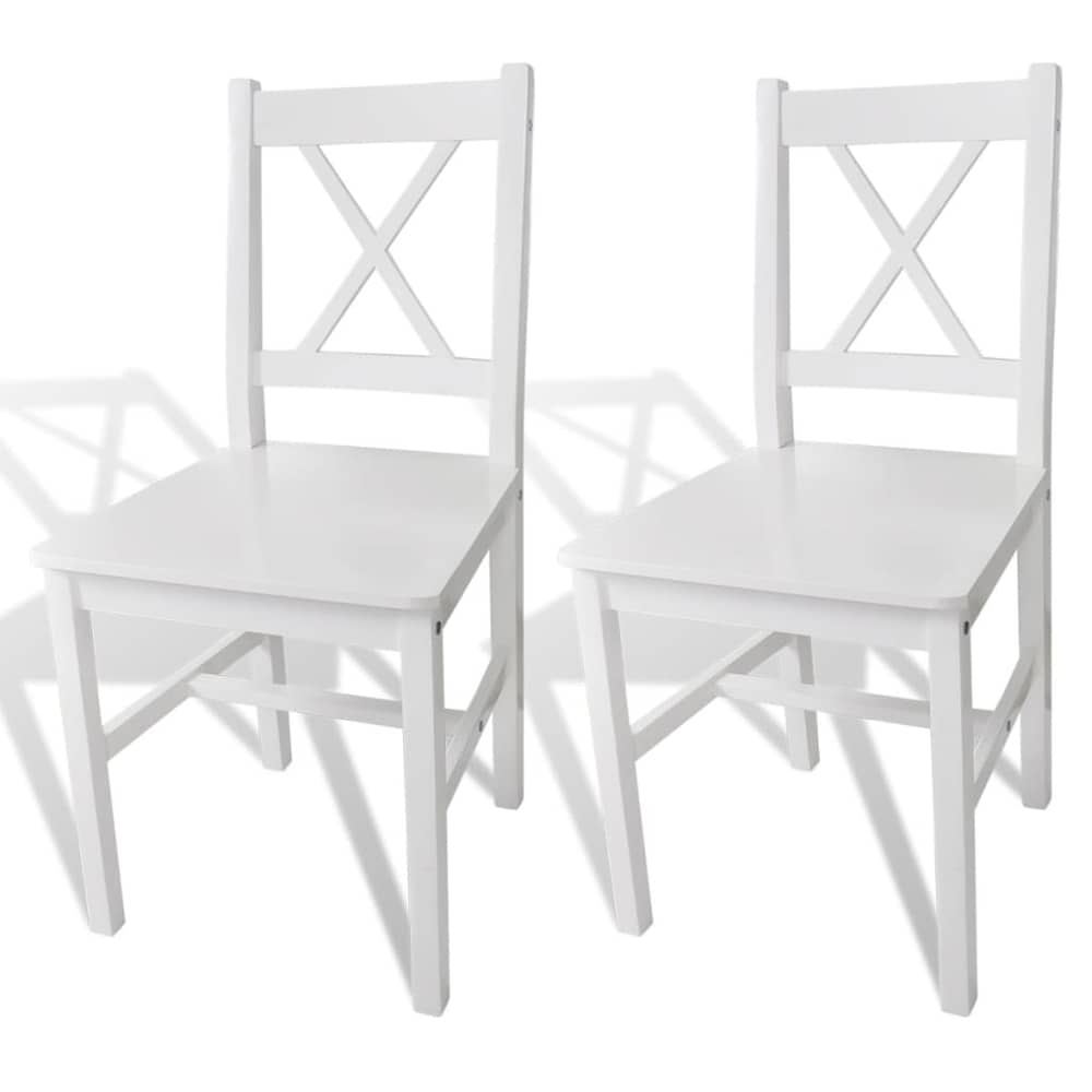 vidaXL Dining Chairs 2 pcs White Pinewood vidaXL Dining Chairs 2 pcs White Pinewood