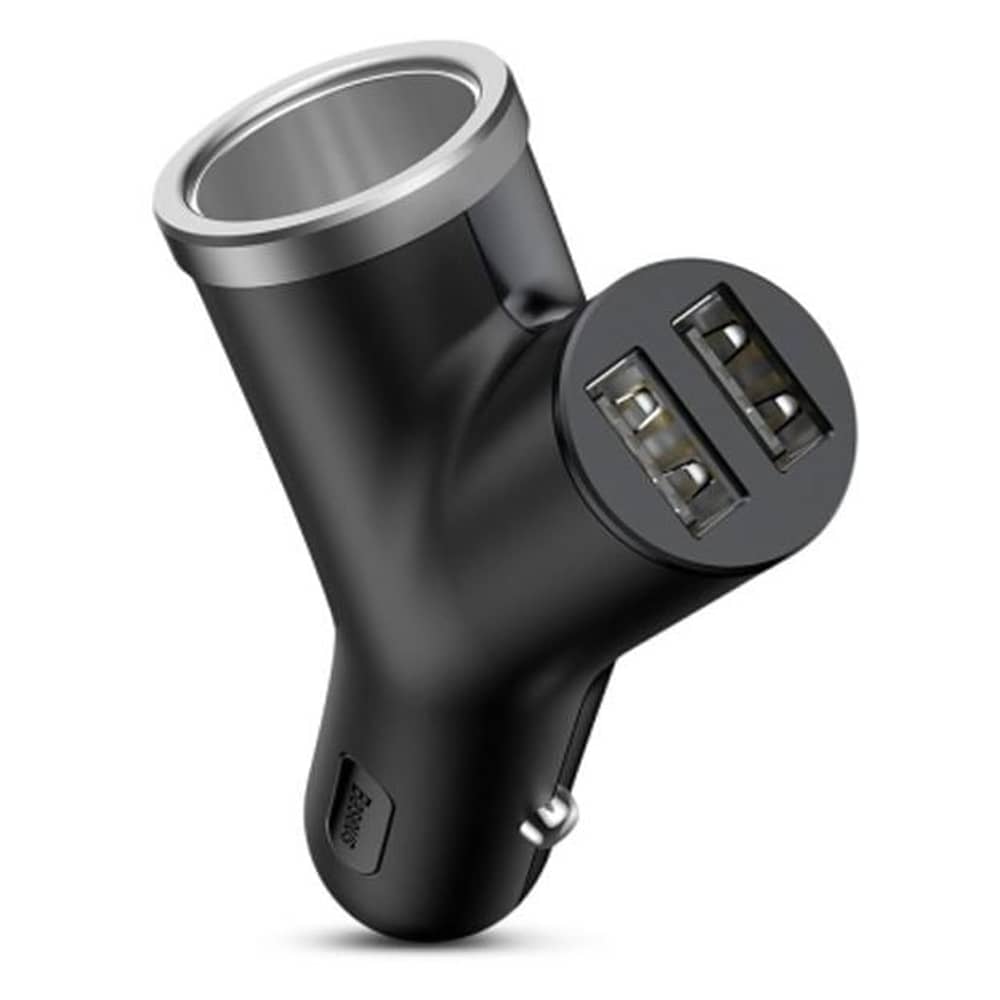 Baseus Y-shape Dual USB Car Charger - Black