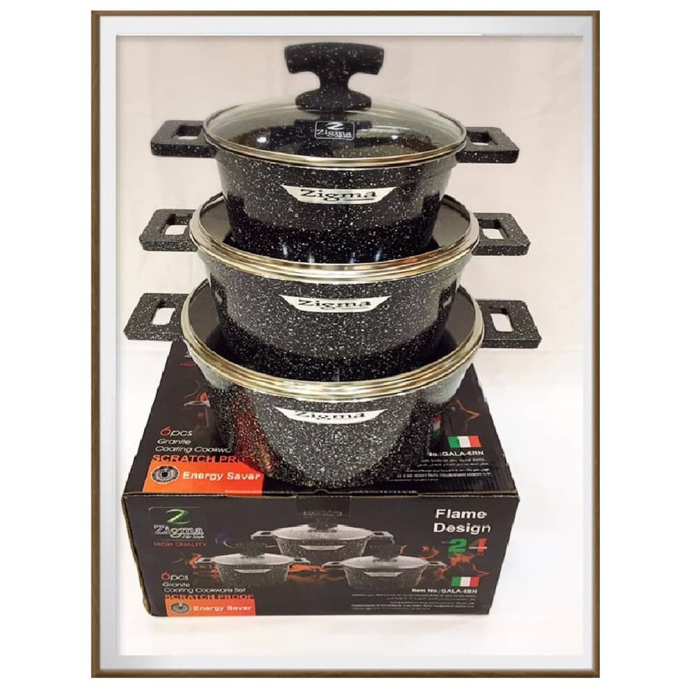 Zigma Granite Cookware Set Blue 6pcs