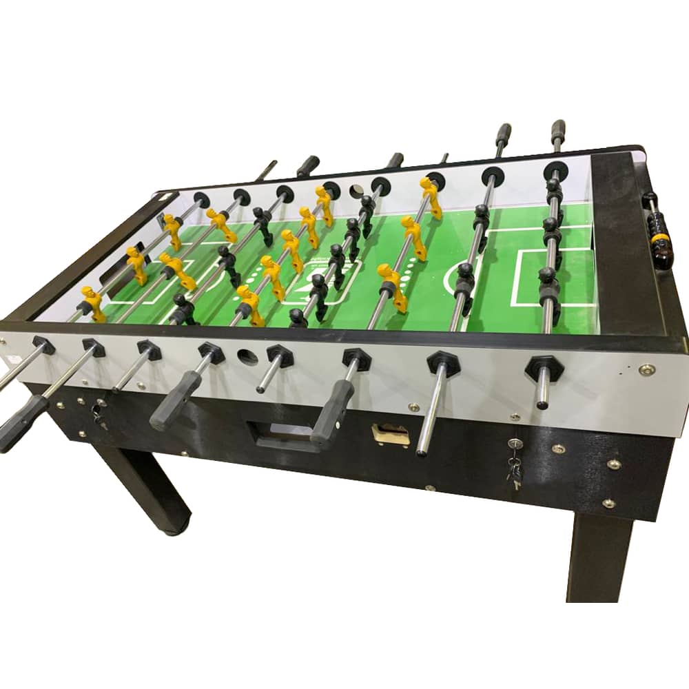 Knight Shot Commercial Use Coin-Operated Foosball Table with Black and Yellow Payers- ST139 Knight Shot Commercial Use Coin-Operated Foosball Table with Black and Yellow Payers- ST139