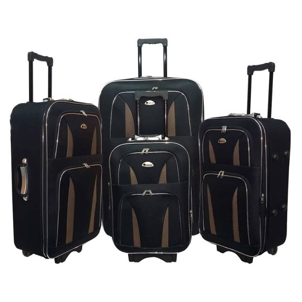 Highflyer Horizon Eva Nylon Soft Luggage Trolley Bags 4Pc Travel Set Black
