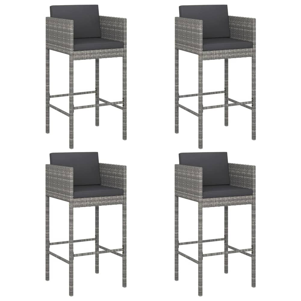 Vidaxl Bar Stools 4 Pcs With Cushions Grey Poly Rattan Vidaxl Bar Stools 4 Pcs With Cushions Grey Poly Rattan