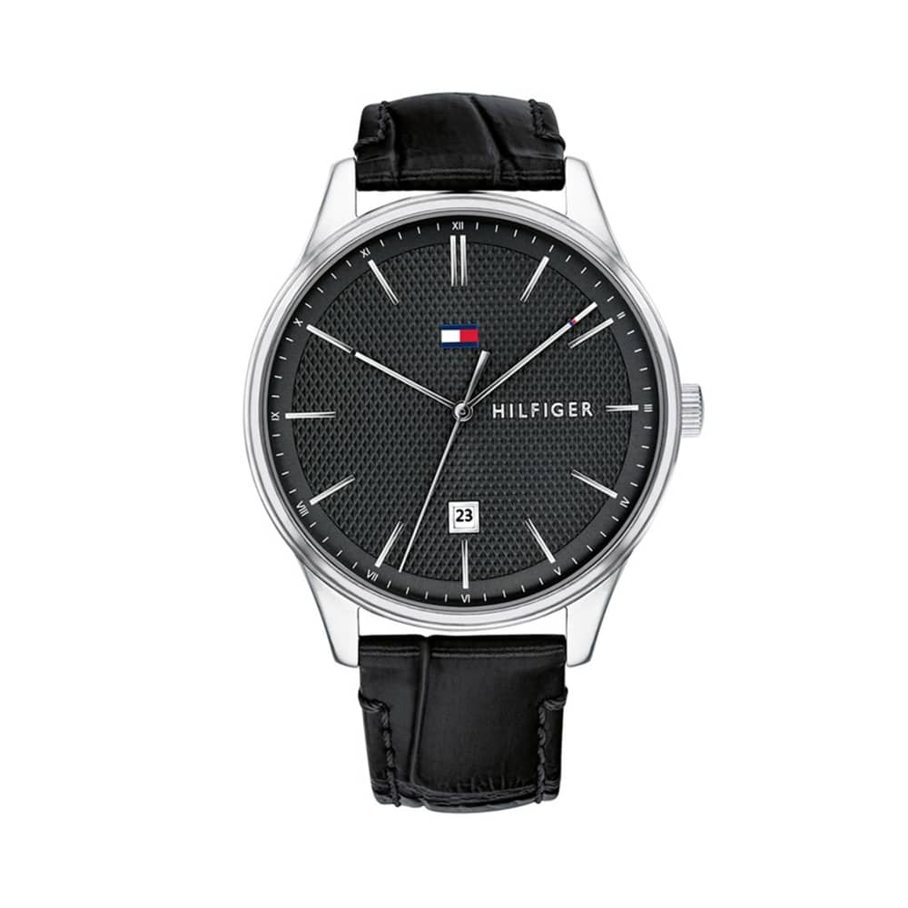 Tommy Hilfiger Damon Black Leather Watch For Men 1791494 Tommy Hilfiger Damon Black Leather Watch For Men 1791494