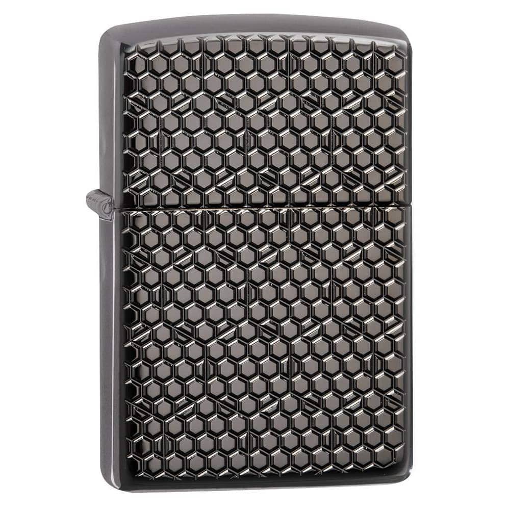 Zippo 49021 150 Hexagon Designhigh Polish Black Windproof Lighter Zippo 49021 150 Hexagon Designhigh Polish Black Windproof Lighter