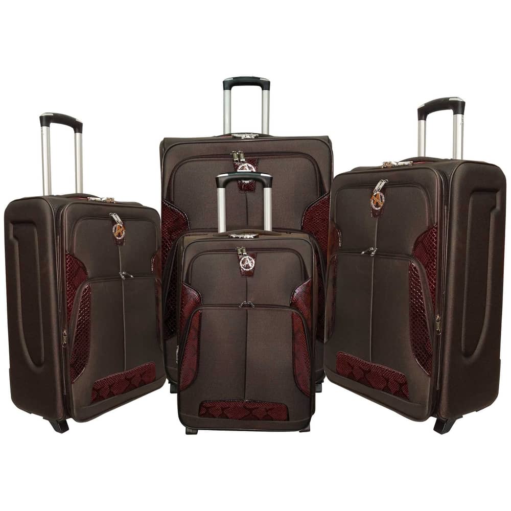 Visit Eva 4pc Nylon Soft Luggage Trolley Bags Set Coffee