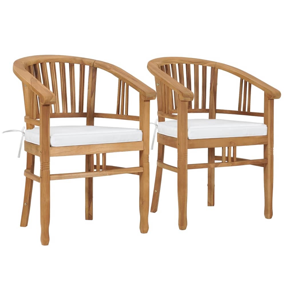 vidaXL Garden Chairs with Cushions 2 pcs Solid Teak Wood vidaXL Garden Chairs with Cushions 2 pcs Solid Teak Wood