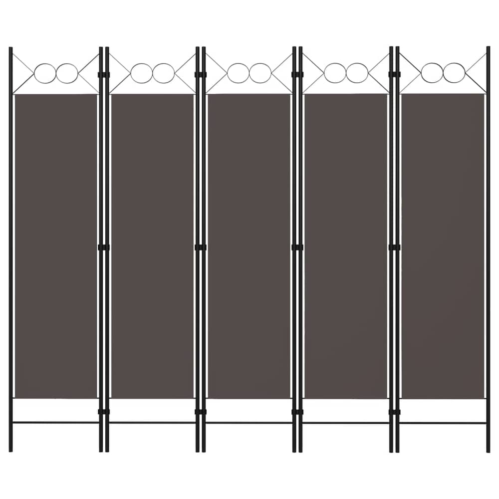Vidaxl 5-panel Room Divider Anthracite 200x180 Cm Vidaxl 5-panel Room Divider Anthracite 200x180 Cm