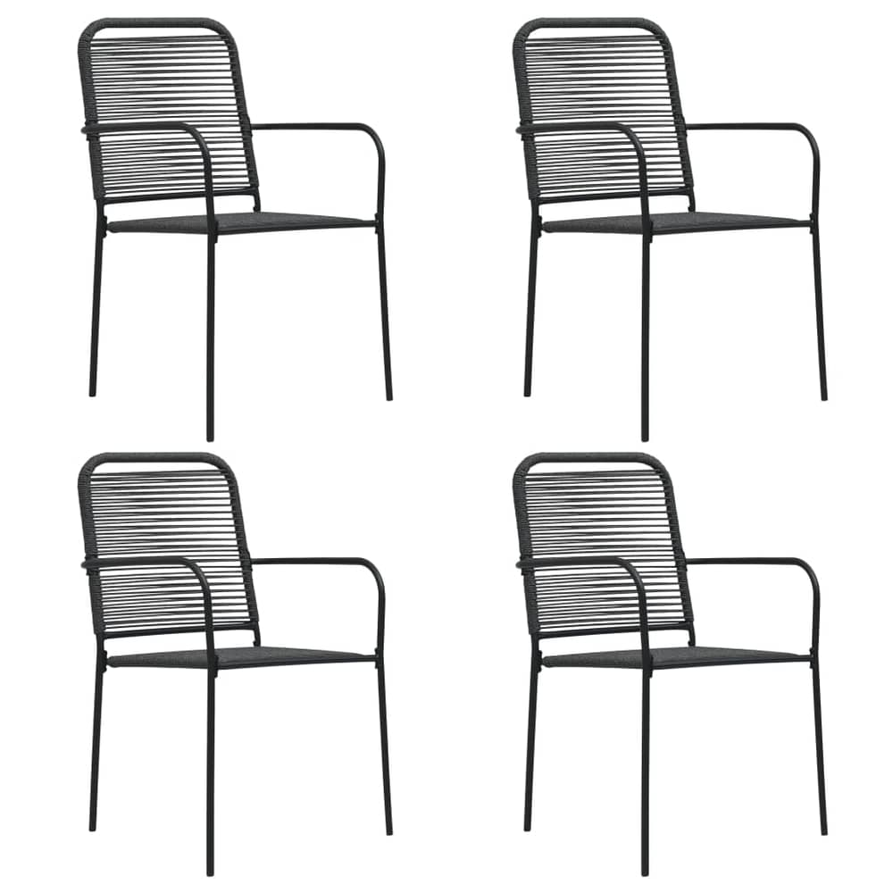 Vidaxl Garden Chairs 4 Pcs Cotton Rope And Steel Black Vidaxl Garden Chairs 4 Pcs Cotton Rope And Steel Black