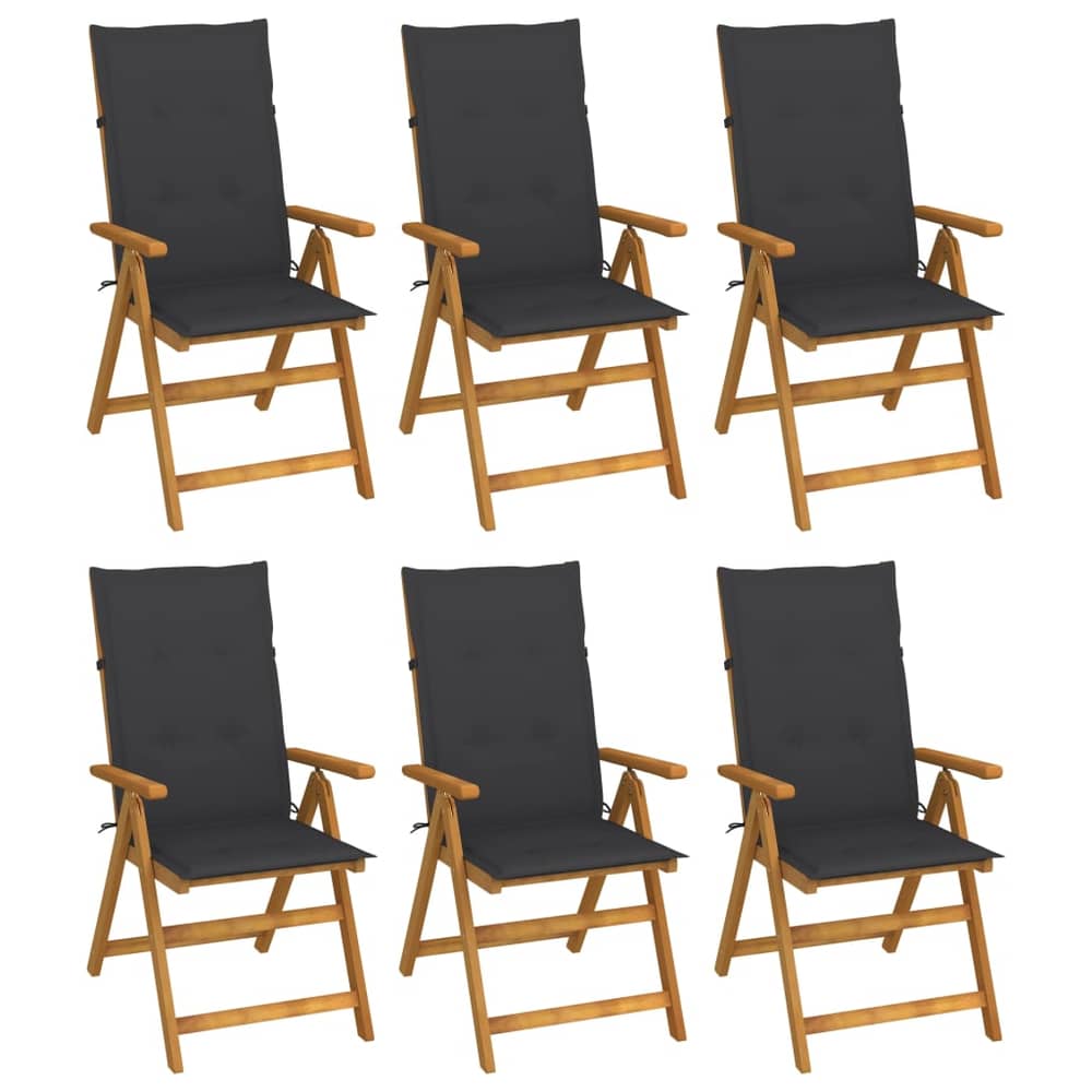 vidaXL Folding Garden Chairs 6 pcs with Cushions Solid Acacia Wood vidaXL Folding Garden Chairs 6 pcs with Cushions Solid Acacia Wood