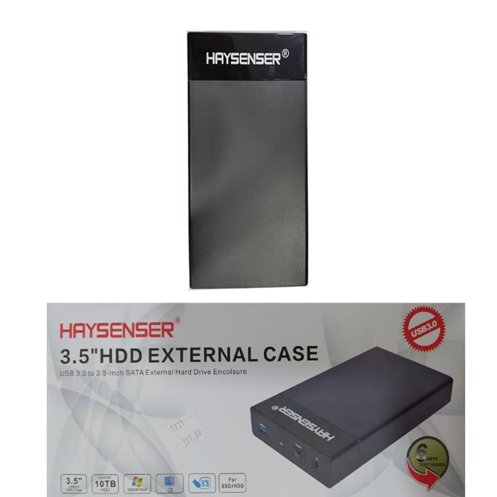 Haysenser External Hard Drive Enclosure 3.5 USB 3.0 to SATA Hard Disk Case with Power Adapter