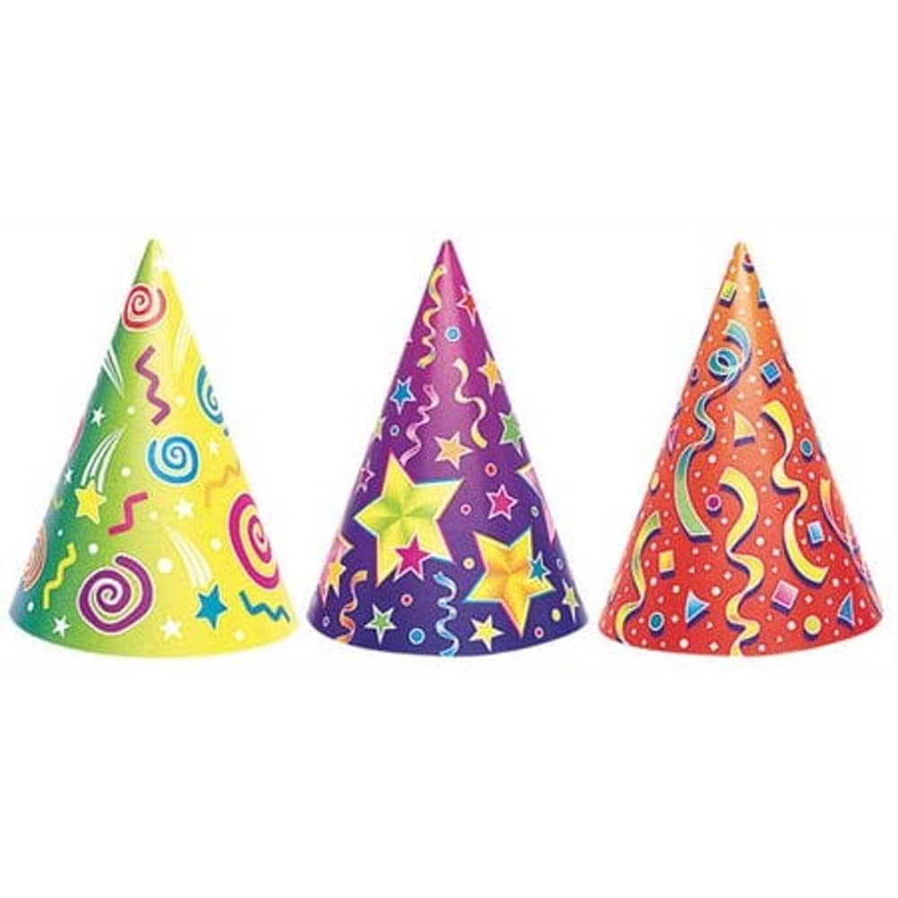 Unique- Kaleidoscope Party Hats Assorted Unique- Kaleidoscope Party Hats Assorted