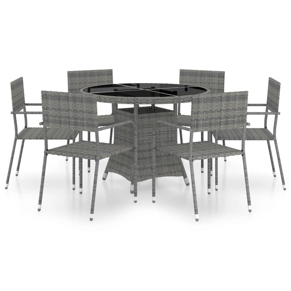 vidaXL 7 Piece Garden Dining Set Poly Rattan Anthracite & Grey vidaXL 7 Piece Garden Dining Set Poly Rattan Anthracite & Grey