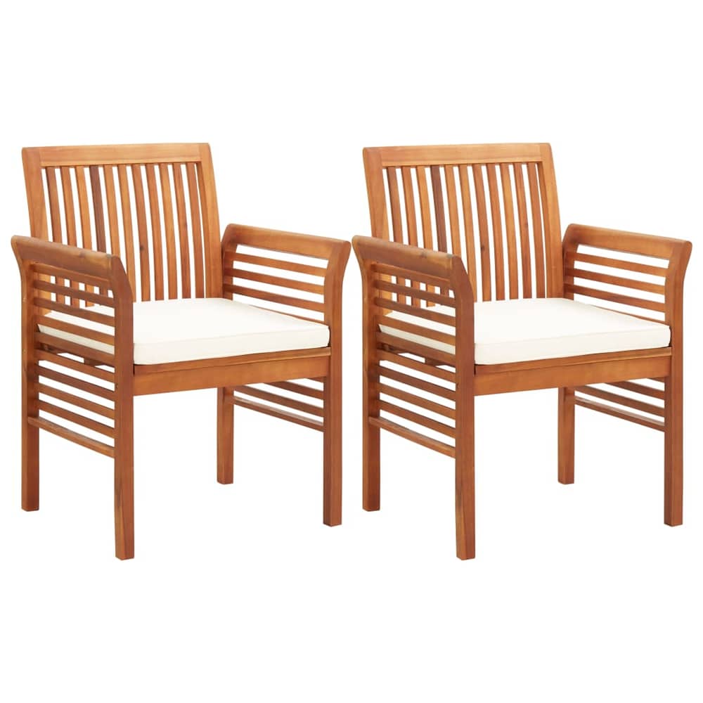 vidaXL Garden Dining Chairs with Cushions 2 pcs Solid Acacia Wood vidaXL Garden Dining Chairs with Cushions 2 pcs Solid Acacia Wood