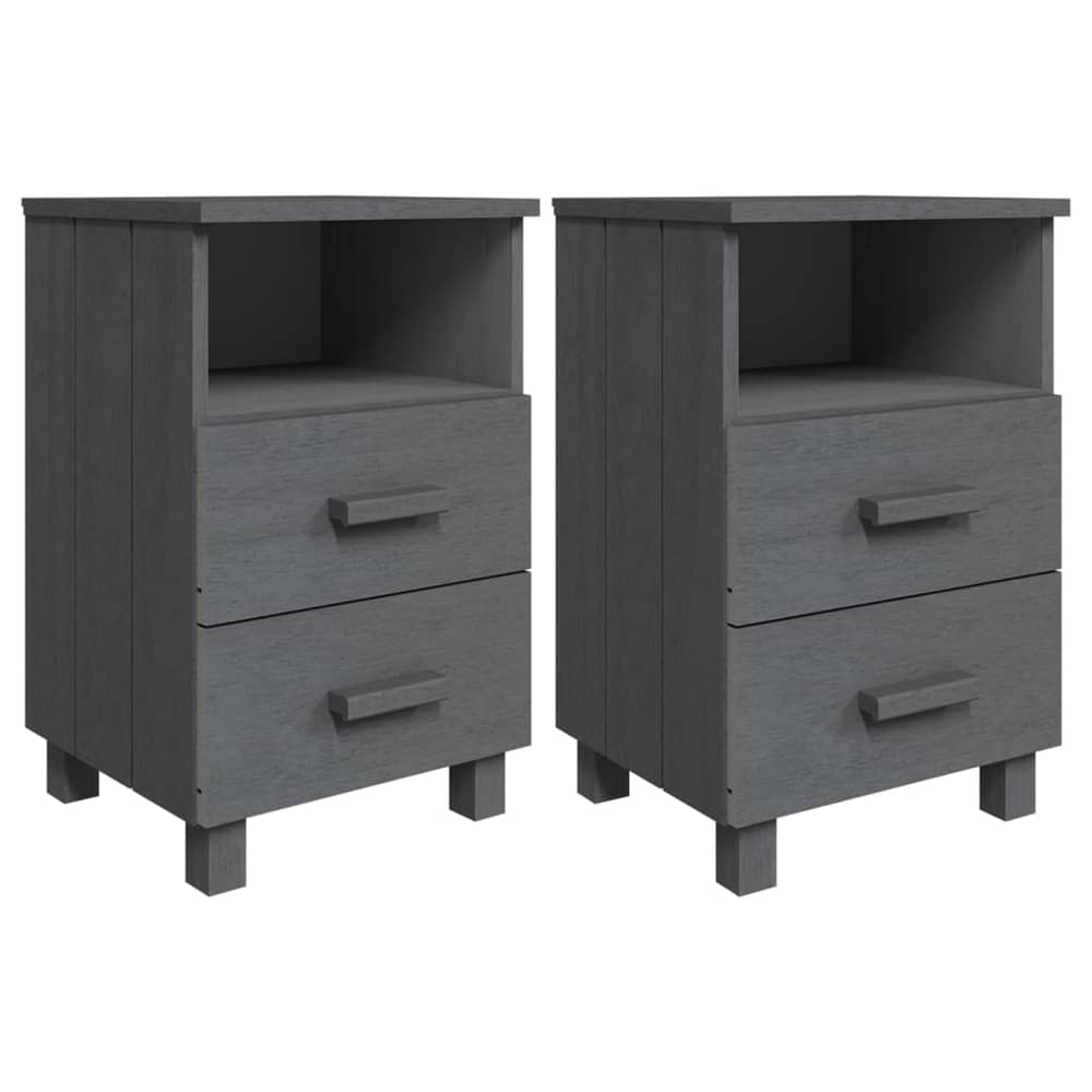 vidaXL Bedside Cabinets HAMAR 2 pcs Dark Grey 40x35x62 cm Solid Wood vidaXL Bedside Cabinets HAMAR 2 pcs Dark Grey 40x35x62 cm Solid Wood