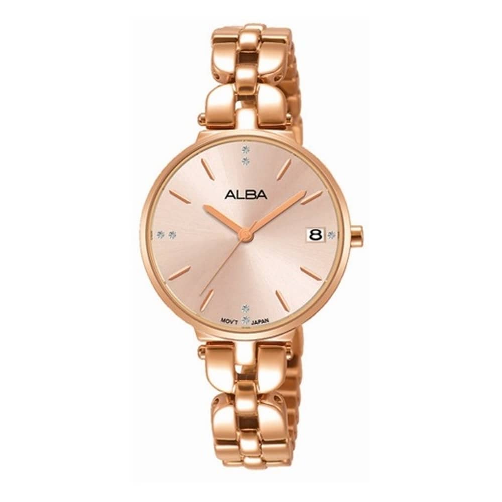 Alba AG8J46X1 Ladies Rose Gold 3 Hands Date Watch