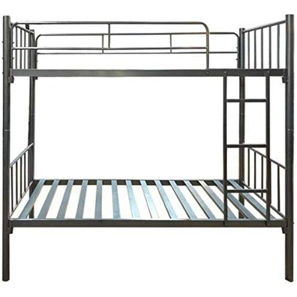 Karnak Bunk Bed Metal Frame Safety Rails, Built-in Ladder Black