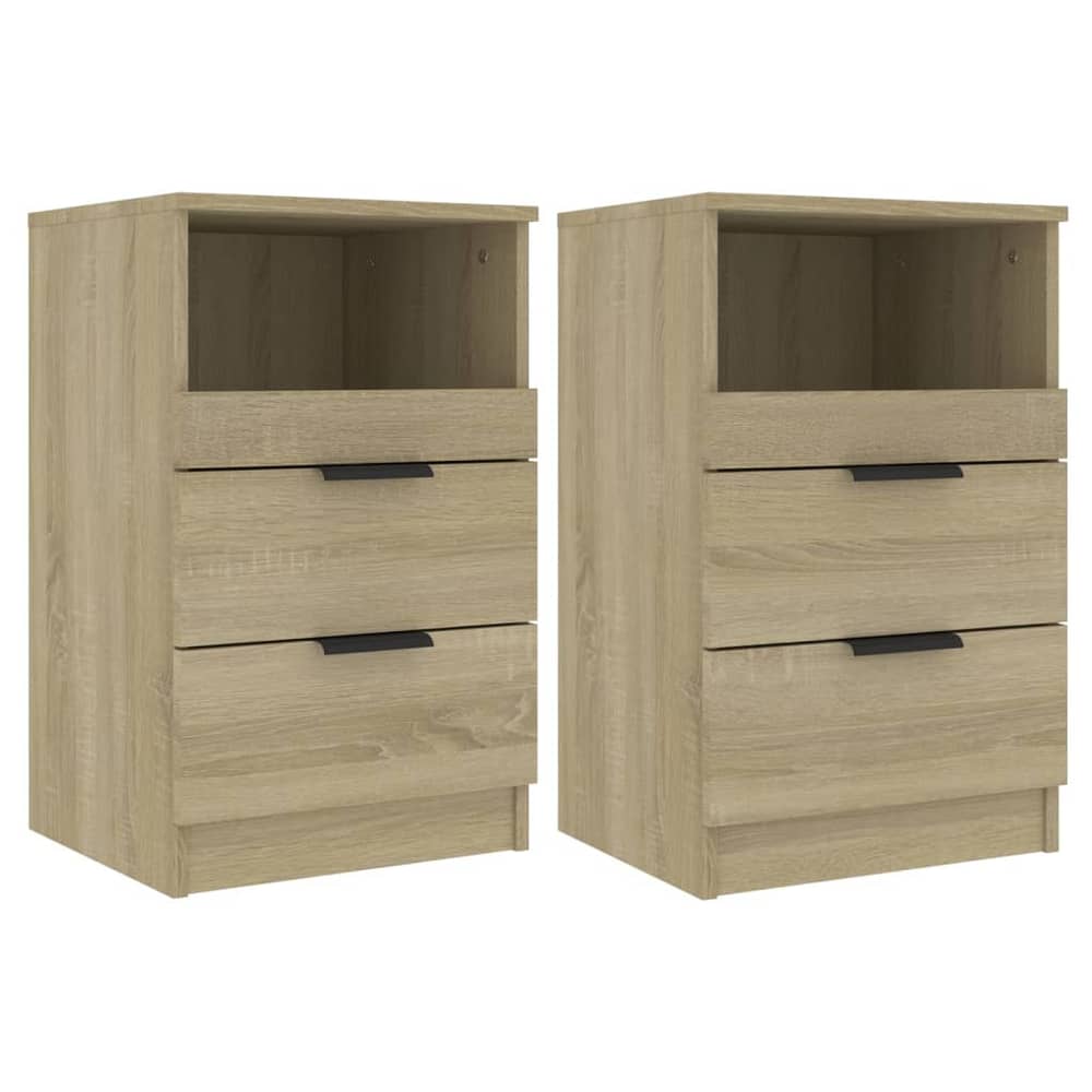 vidaXL Bedside Cabinets 2 pcs Sonoma Oak Engineered Wood vidaXL Bedside Cabinets 2 pcs Sonoma Oak Engineered Wood