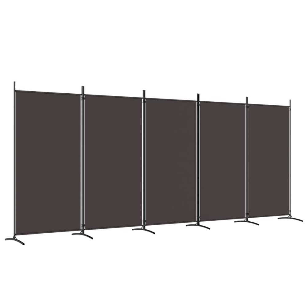 vidaXL 5-Panel Room Divider Brown 433x180 cm Fabric vidaXL 5-Panel Room Divider Brown 433x180 cm Fabric