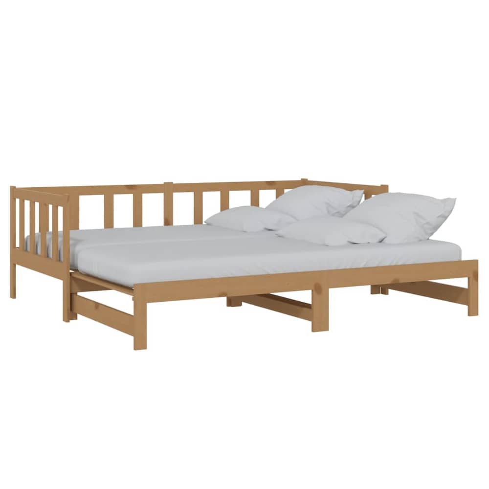 Vidaxl Pull-out Day Bed Honey Brown Solid Pinewood 2x Vidaxl Pull-out Day Bed Honey Brown Solid Pinewood 2x