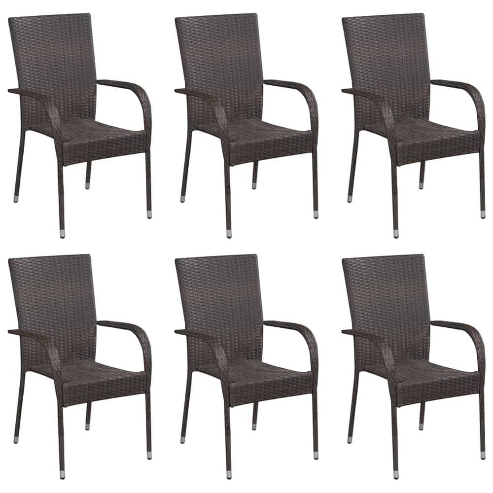 Vidaxl Stackable Outdoor Chairs 6 Pcs Poly Rattan Brown Vidaxl Stackable Outdoor Chairs 6 Pcs Poly Rattan Brown