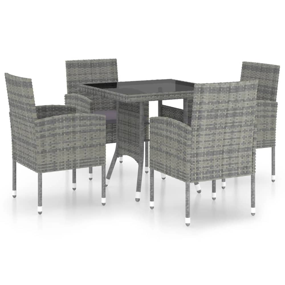 vidaXL 5 Piece Garden Dining Set Poly Rattan Anthracite vidaXL 5 Piece Garden Dining Set Poly Rattan Anthracite
