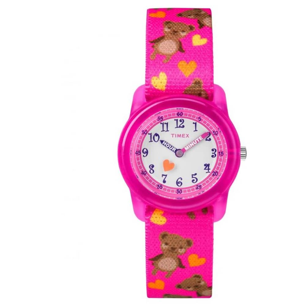 Timex TW7C16600 Teddy Bear Quartz Pink Elastic Fabric Watch Kids