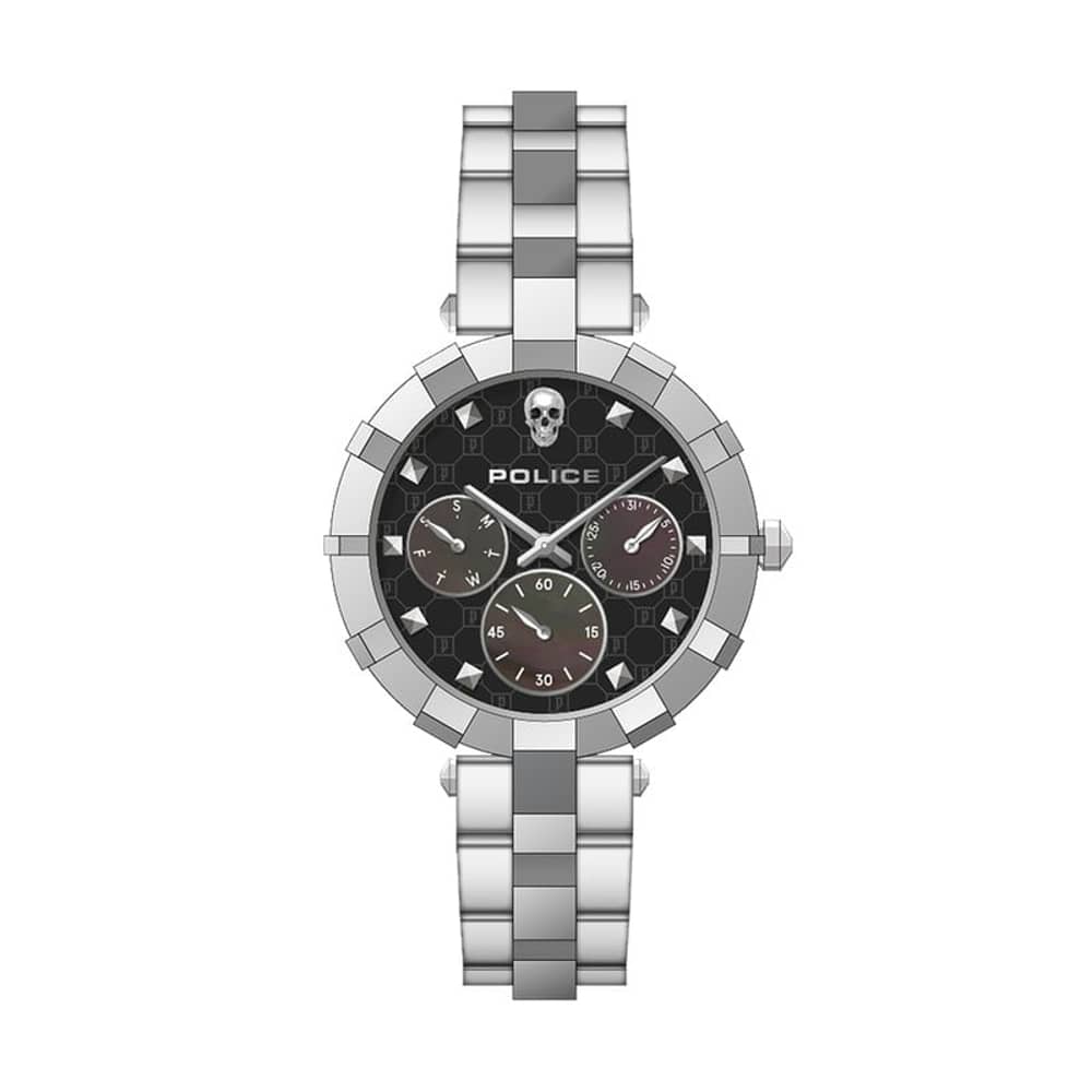 Police Hakkai Rock Rebel Women's Wrist Watch With Silver Stainless Steel Bracelet Strap - Pewlk2116402