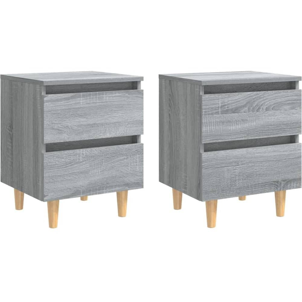 Vidaxl Bed Cabinets With Solid Wood Legs 2 Pcs Grey Sonoma 40x35x50 Cm Vidaxl Bed Cabinets With Solid Wood Legs 2 Pcs Grey Sonoma 40x35x50 Cm