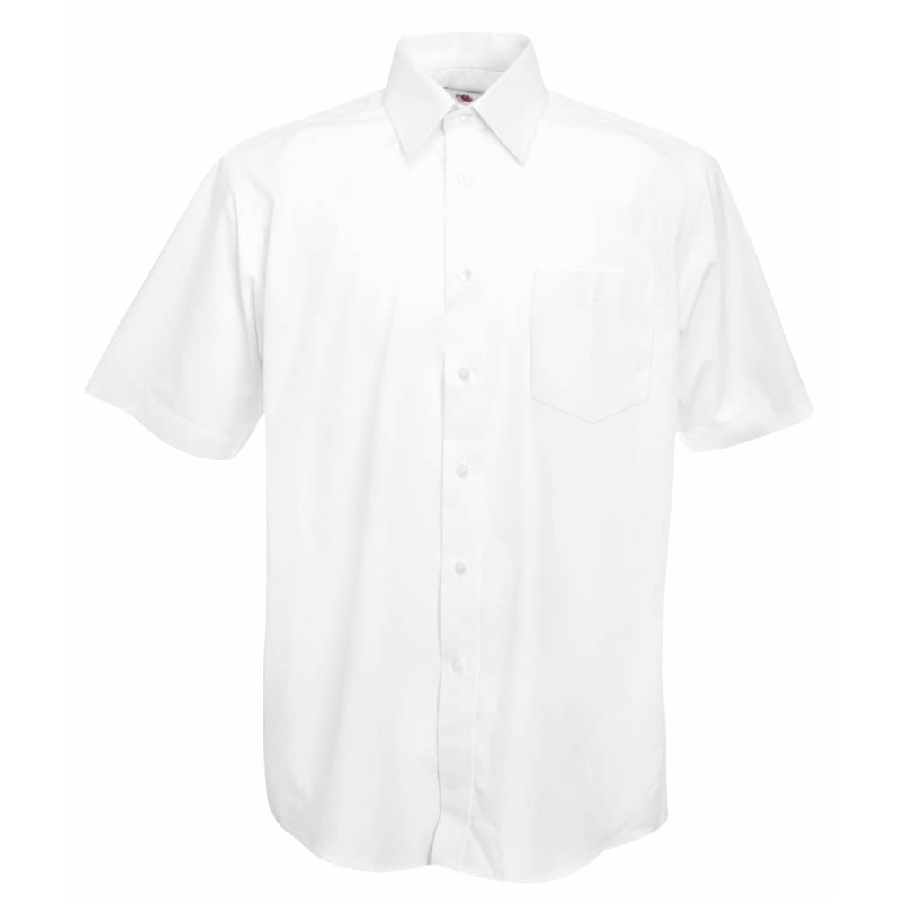 Fruit Of The Loom Poplin Shirt Short Sleeve White Large