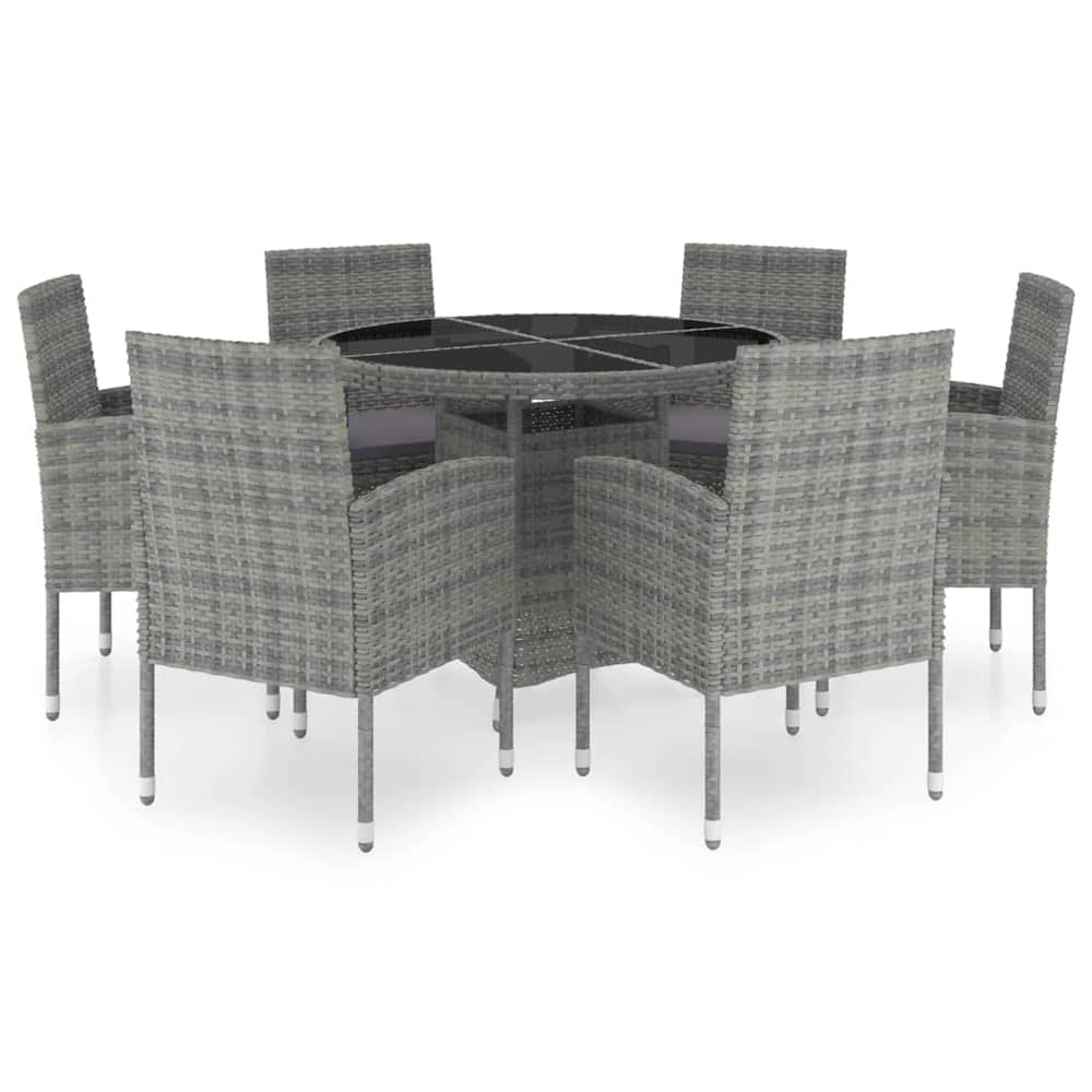 vidaXL 7 Piece Garden Dining Set Poly Rattan Anthracite & Grey vidaXL 7 Piece Garden Dining Set Poly Rattan Anthracite & Grey