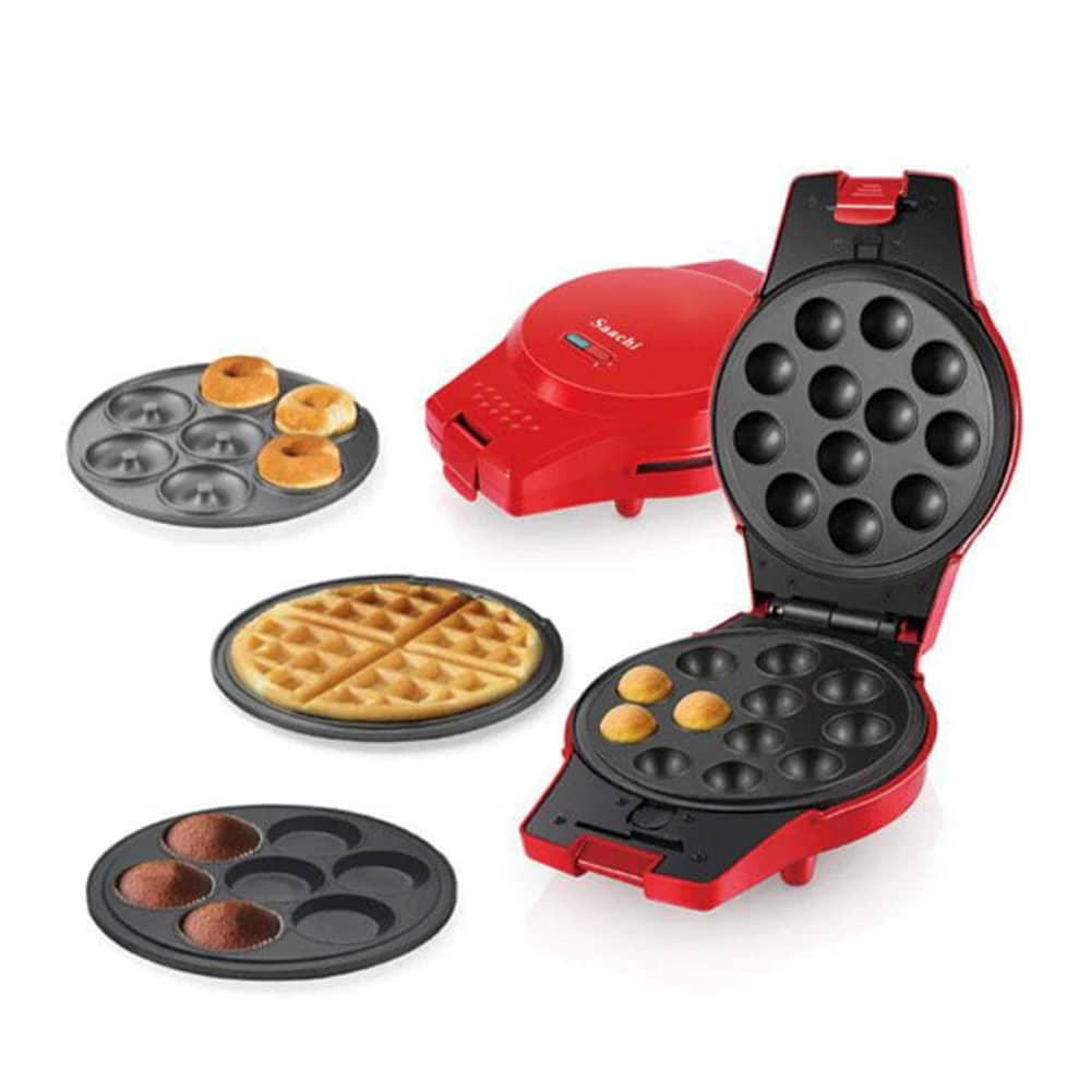 Saachi 4 In 1 Waffle/Donut/Cupcake/Cake Pop Maker NL-4M-1566-RD