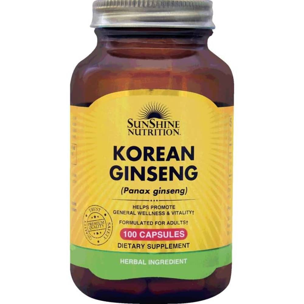 Sunshine Nutrition Korean Ginseng 100 Capsules Sunshine Nutrition Korean Ginseng 100 Capsules