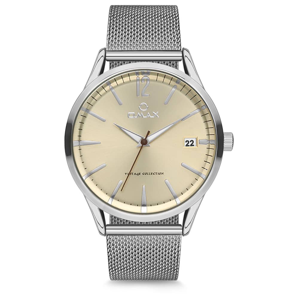 Omax Vintage Collection Silver Mesh Analog Watch For Unisex VC06P36X
