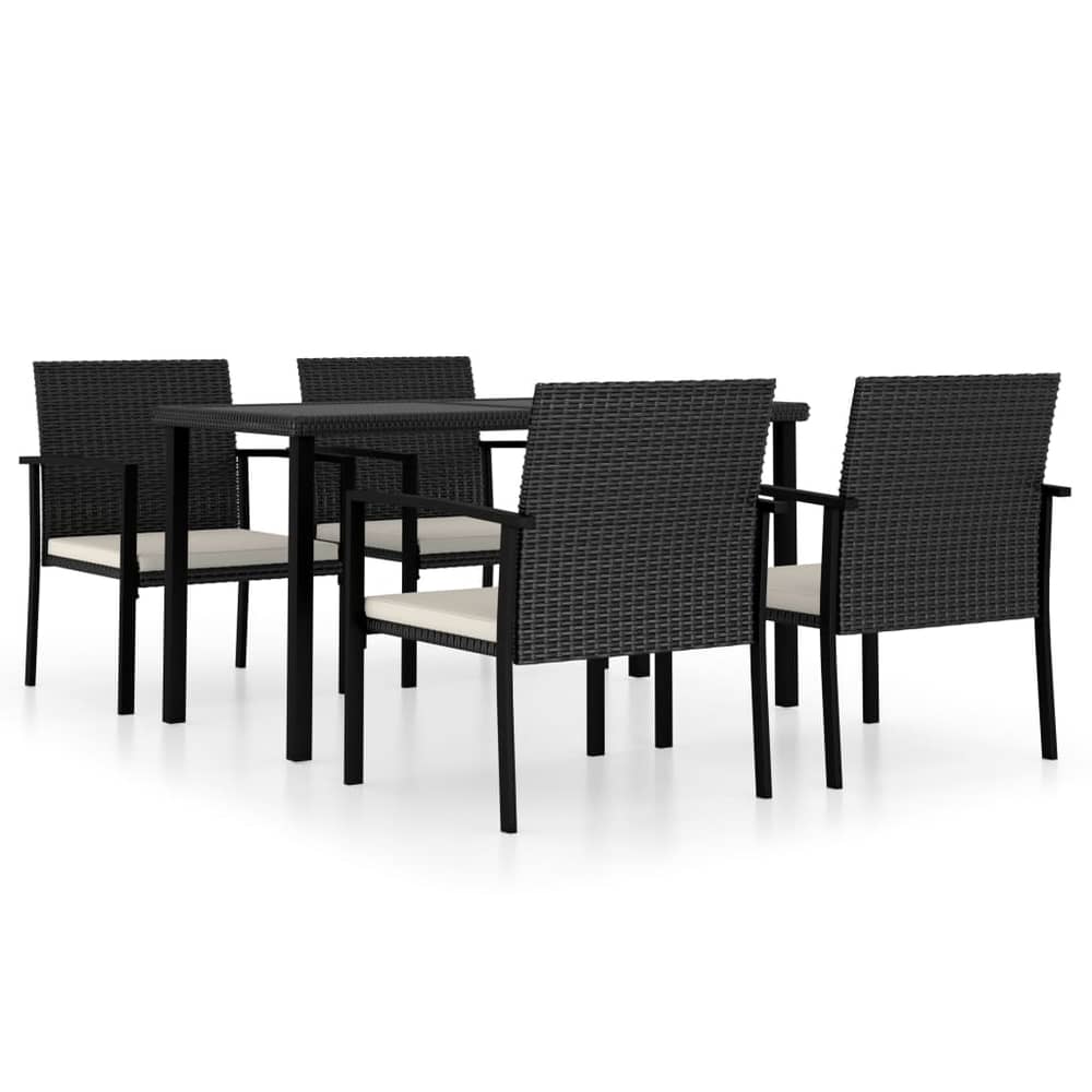 Vidaxl 5 Piece Garden Dining Set Poly Rattan Black Vidaxl 5 Piece Garden Dining Set Poly Rattan Black