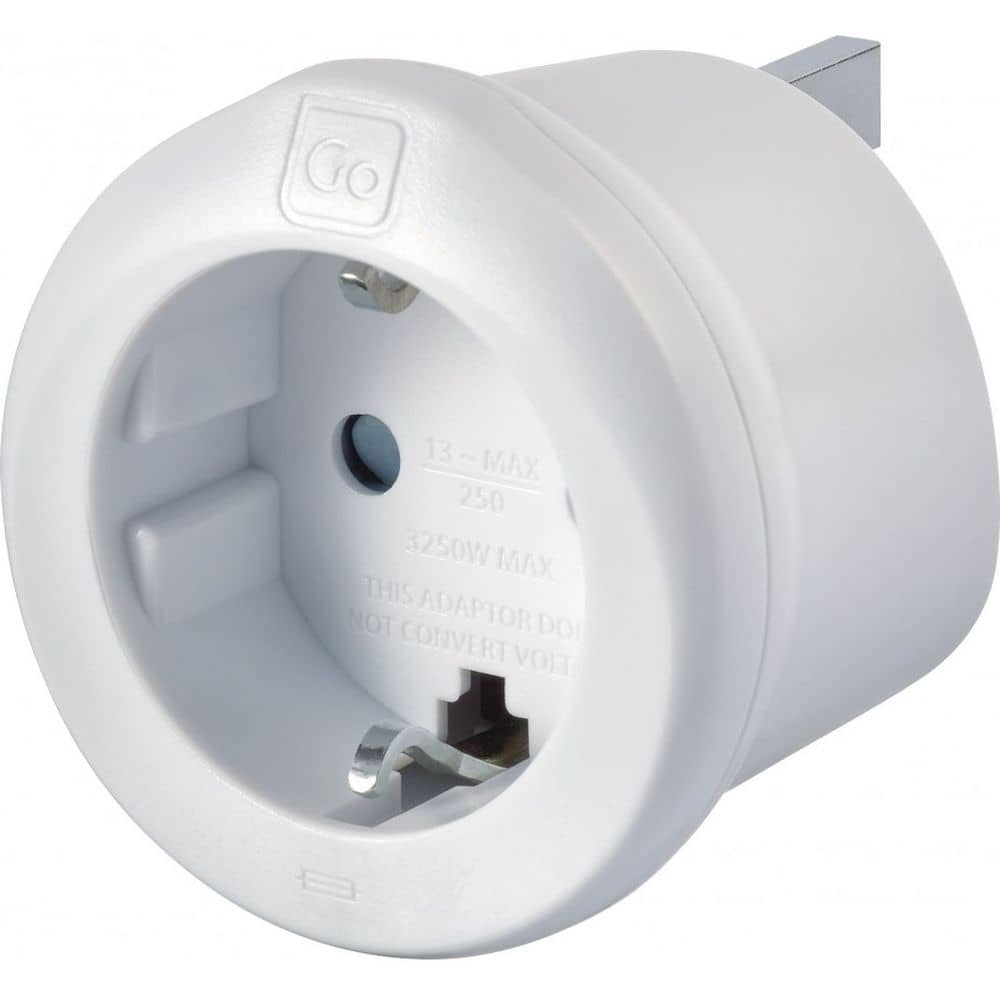 Go Travel EU-UK Adaptor White Go Travel EU-UK Adaptor White