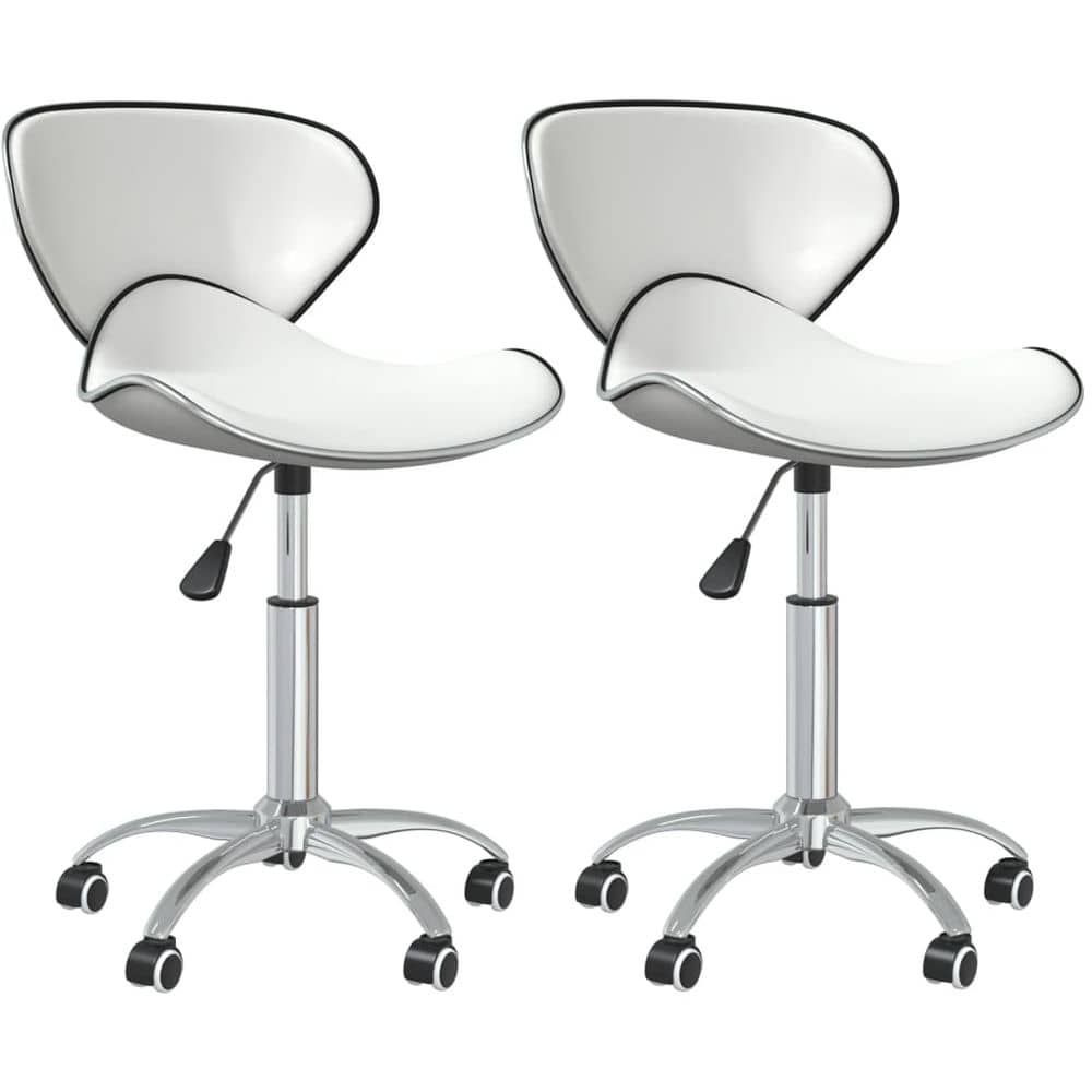 Vidaxl Swivel Dining Chairs 2 Pcs White Faux Leather Vidaxl Swivel Dining Chairs 2 Pcs White Faux Leather