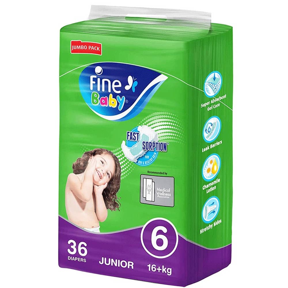 Fine Baby Diapers Size 6 Jumbo Pack- 36 Diapers
