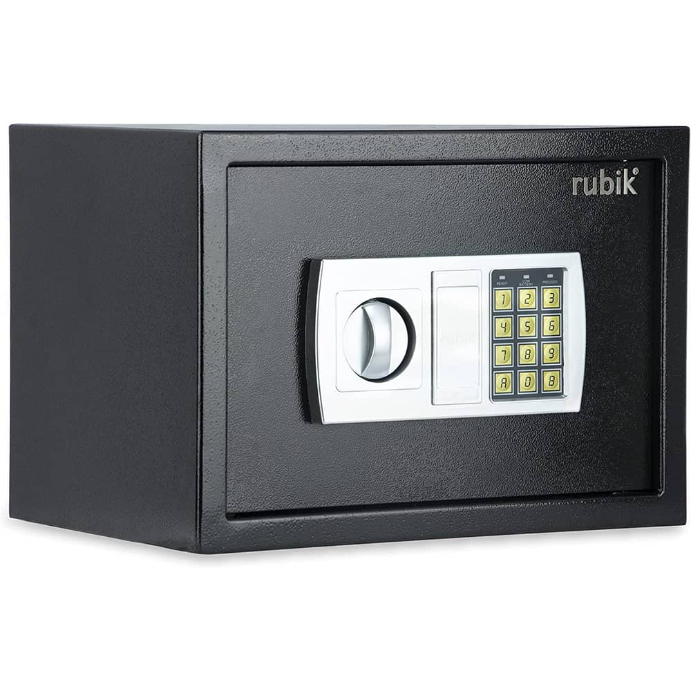 Rubik Safe Box With Key And Pin Code Keypad A4 Documents Size Security Safety Locker (size 35x25x25cm) Black
