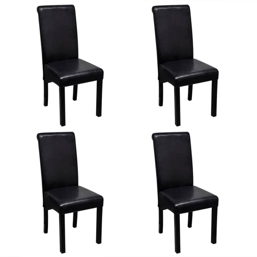 vidaXL Dining Chair Artificial Leather Black Set of 4 vidaXL Dining Chair Artificial Leather Black Set of 4