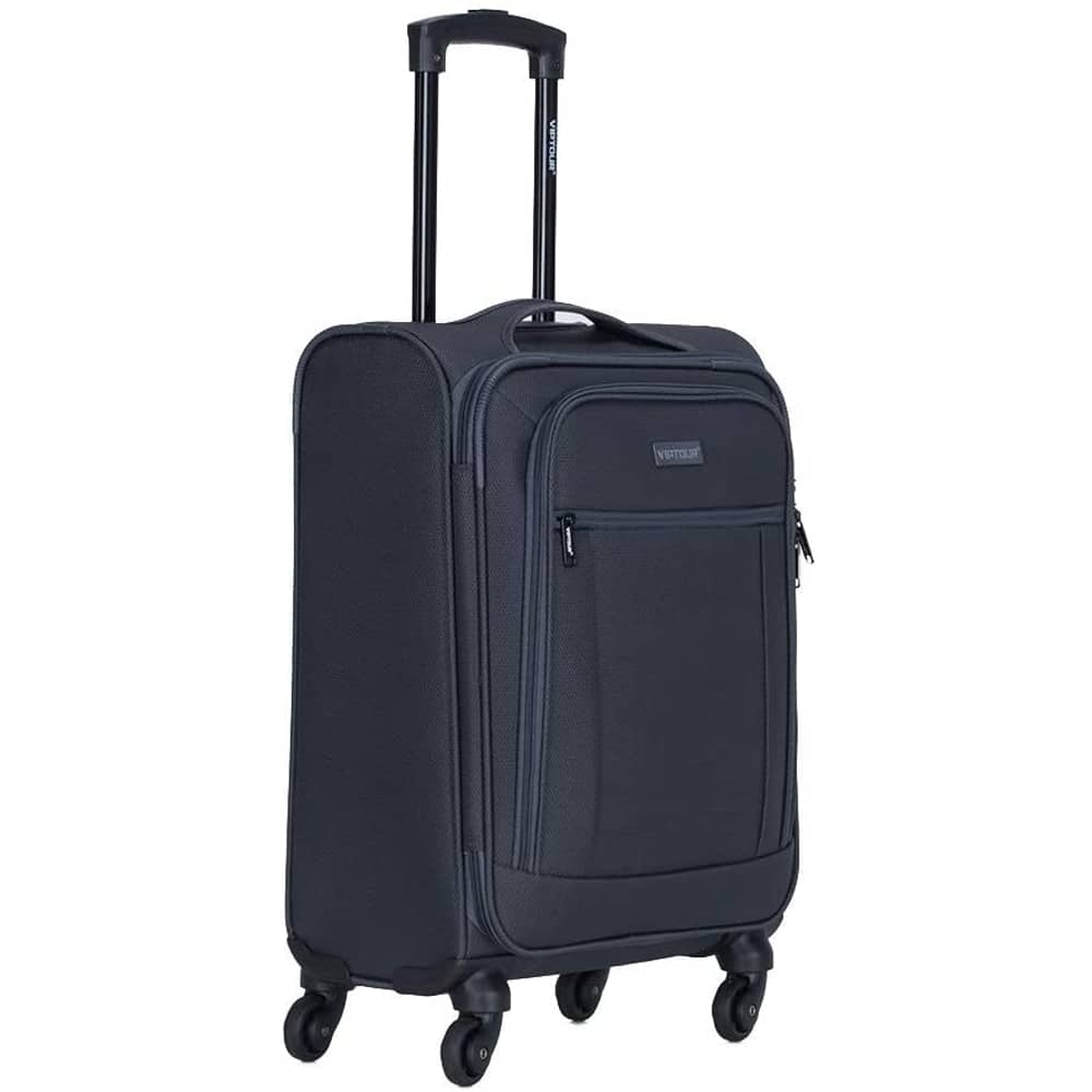 VIPTOUR VT-A380 Light Weight Polyester Jacquard Number Lock Single Trolley Luggage, Grey - 20 Inches