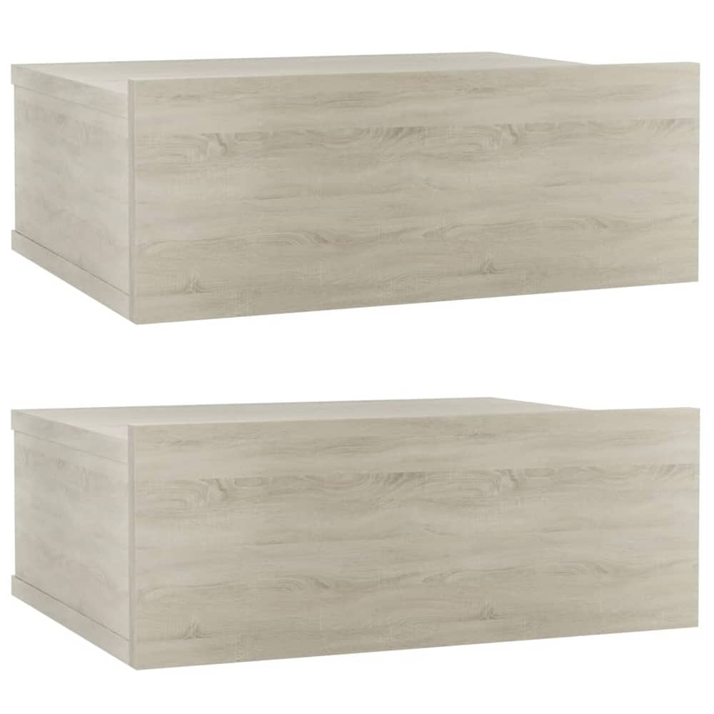 vidaXL Floating Nightstands 2 pcs Sonoma Oak 40x30x15 cm Engineered Wood