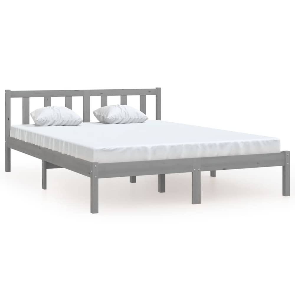 vidaXL Bed Frame Grey Solid Pinewood 160x200 cm vidaXL Bed Frame Grey Solid Pinewood 160x200 cm