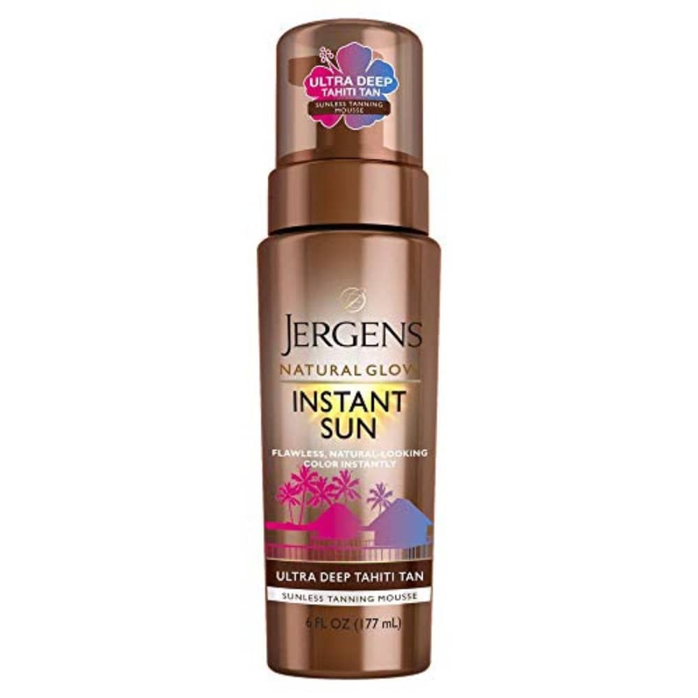 Jergens Natural Glow Instant Sun Body Mousse, Ultra Deep Tahiti Tan, 6 Ounce Sunless Self-tanner, for a Natural-looking Tan
