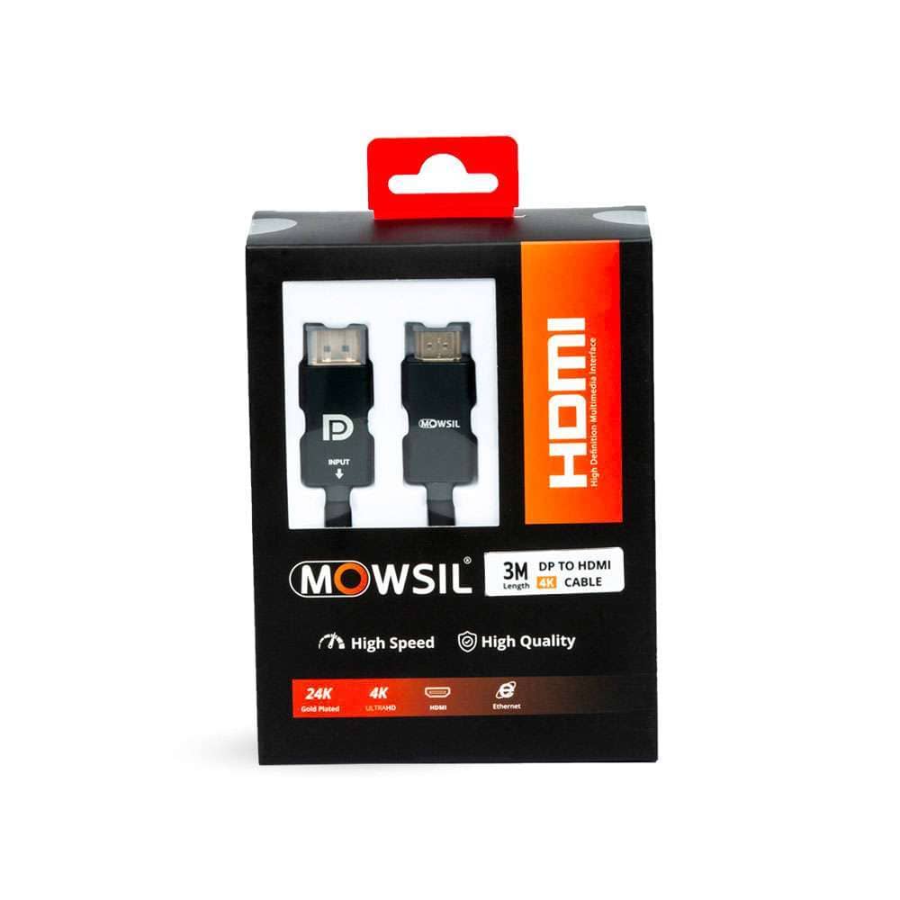 Mowsil Dp To Hdmi 4k Uhd Cable Male To Male, Displayport To Hdmi Video Cable 3 Meter