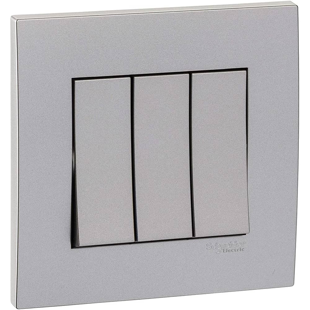 Schneider Electric Kb33r_1_as Vivace Silver - 1-way Plate Switch 3 Gang - 16ax - Silver Schneider Electric Kb33r_1_as Vivace Silver - 1-way Plate Switch 3 Gang - 16ax - Silver
